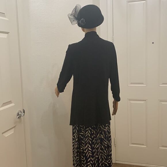 Chico’s Size 0 Black V Neck 3/4 Sleeves Peplum Waist Polyester Spandex Jacket - Picture 8 of 13